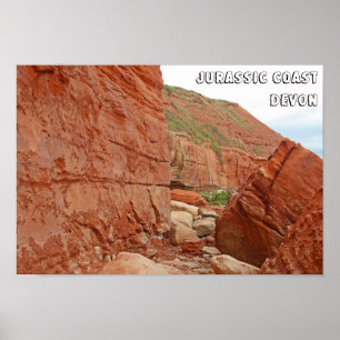 Poster Côte Jurassique roches rouges, Devon, Angleterre