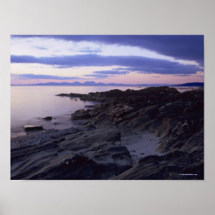 Poster Côte rocheuse au coucher du soleil à Kintyre, Argy