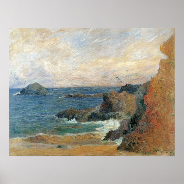 Poster Côte rocheuse par Paul Gauguin, Impressionnisme Vi (Devant)