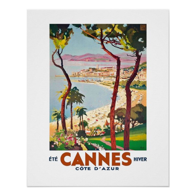 Poster Côte vintage d'Azur Cannes (Devant)