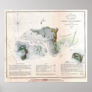 Poster Côte vintage de la Floride d'îles de clé de cèdre