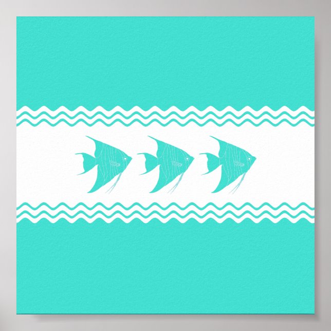 Poster Côtière Turquoise Bleu Bleu Bleu (Devant)