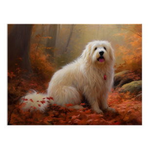 Poster Coton De Tulear dans les feuilles d'automne qui to