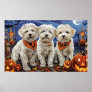 Poster Coton De Tulear Halloween Éffrayant