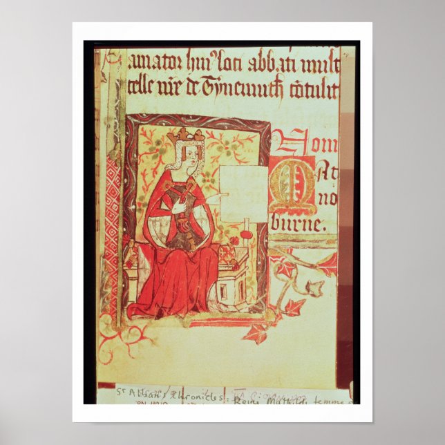 Poster Coton Nero D VIII fol.7 Reine Matilda tenant un c (Devant)