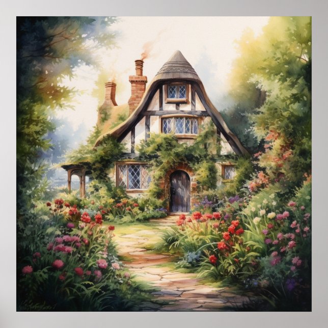 Poster Cottage anglais (Devant)