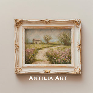 Poster Cottage Garden Pathway Painting Spring Paysage