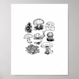 Poster Cottagecore Esthétique Goblincore Champignon Escar