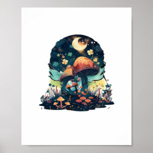 Poster Cottagecore et Salon de Champignons Goblincore est