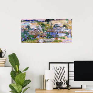 Poster Cottages au toit de chaume par Hill par Vincent va