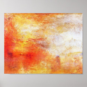 Poster Couchage Soleil Turner Sur Un Lac Paysage Abstrait