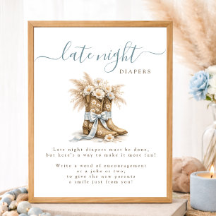 Poster Couche-culotte Cowboy Bow pour Baby Shower Western