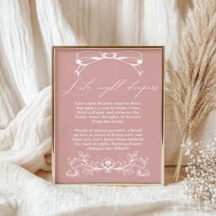 Poster Couche de nuit de Baby Shower Fleur Vintage