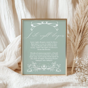 Poster Couche de nuit de Baby Shower Floral Vintage