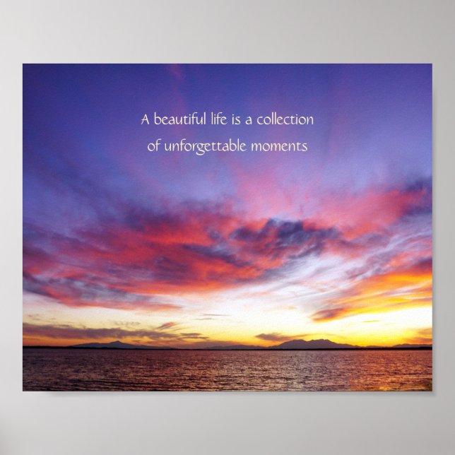 Poster Coucher de soleil à couper le souffle sur la mer (Devant)