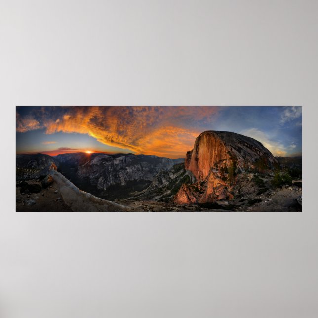 Poster Coucher de soleil à demi-dôme - Yosemite (Devant)