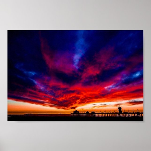 Poster Coucher de soleil à la jetée, Huntington Beach, CA (Devant)