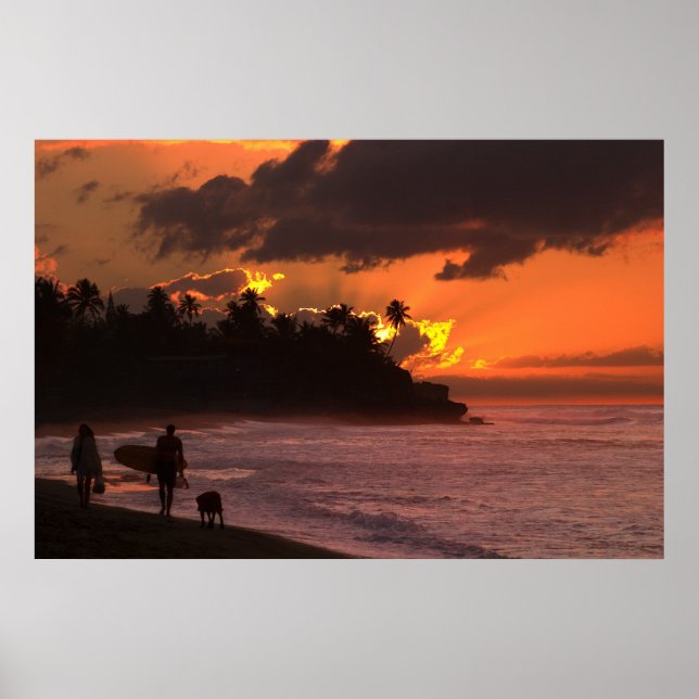 Poster Coucher de soleil à Rincon, Porto Rico (Devant)