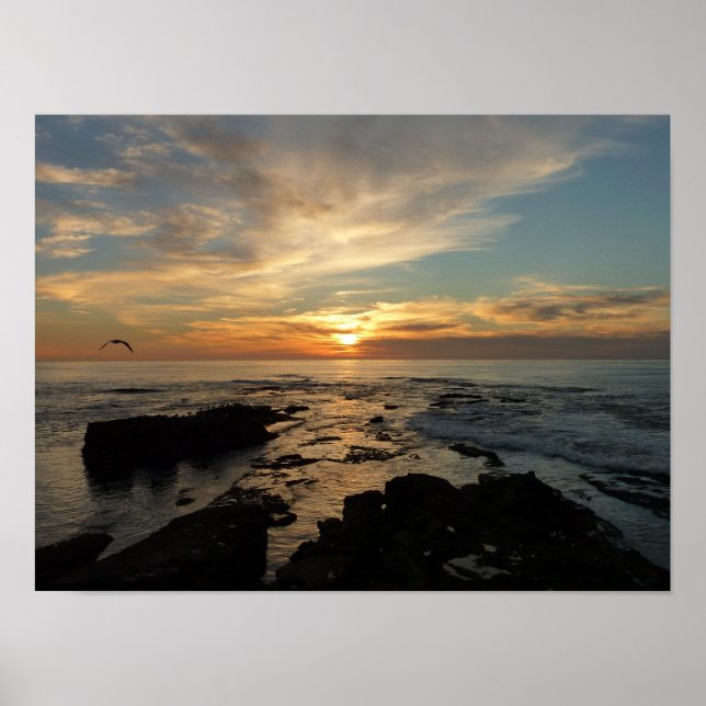Poster Coucher de soleil à San Diego, paysage marin calif (Devant)