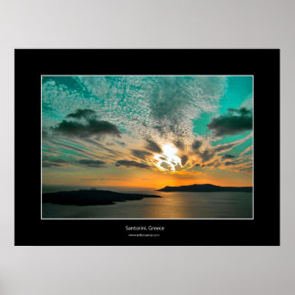 Poster Coucher de soleil à Santorin