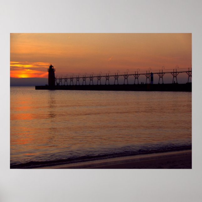 Poster Coucher de soleil à South Haven (Devant)