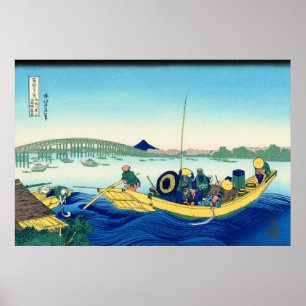 Poster Coucher de soleil à travers le Ryogoku, par Katsus