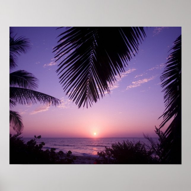 Poster Coucher de soleil à West End, Cayman Brac, îles Ca (Devant)