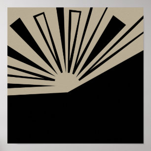 Poster Coucher de soleil Abstrait noir sur bronzer Art mo
