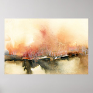 Poster Coucher de soleil Atmosphère Orange Brown Paysage 