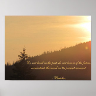 Poster Coucher de soleil avec Bouddha