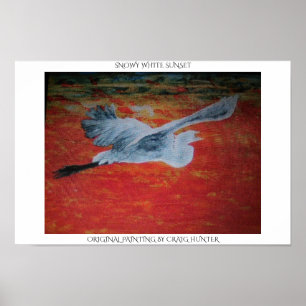 Poster Coucher de soleil blanc neige