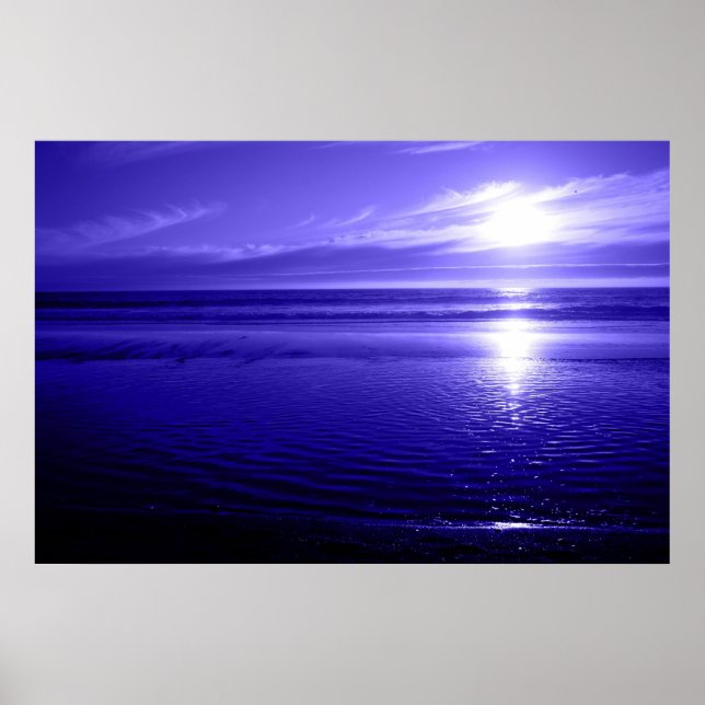 Poster Coucher de soleil bleu (Devant)