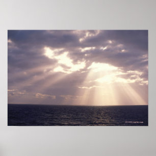 Poster Coucher de soleil brillant par des nuages