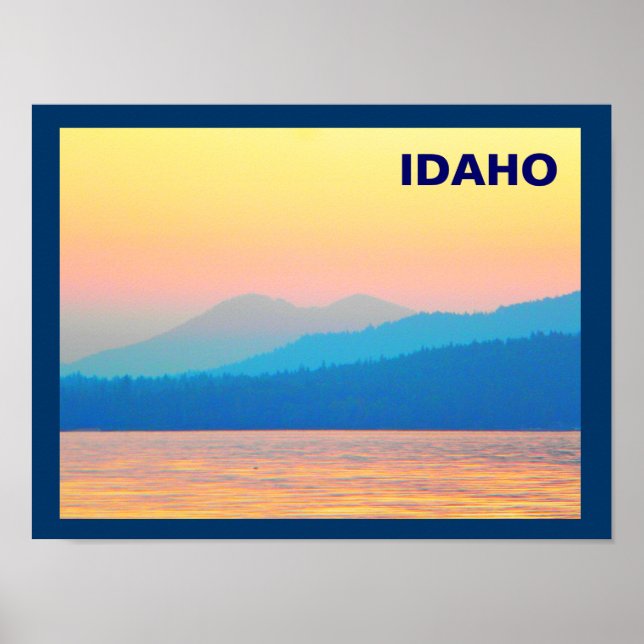 Poster Coucher de soleil cyan et Saumon (Devant)