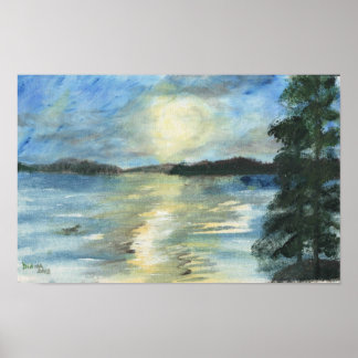 Poster Coucher de soleil dans Bellgrade Lakes, Maine Impr