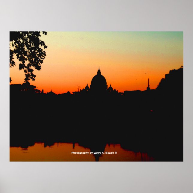 Poster Coucher de soleil dans la ville du Vatican (Devant)