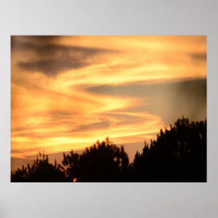 Poster Coucher de soleil dans l'affiche de la forêt
