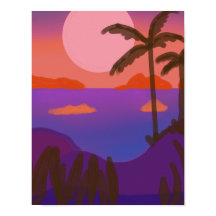 Coucher de soleil dans un lagon isolé