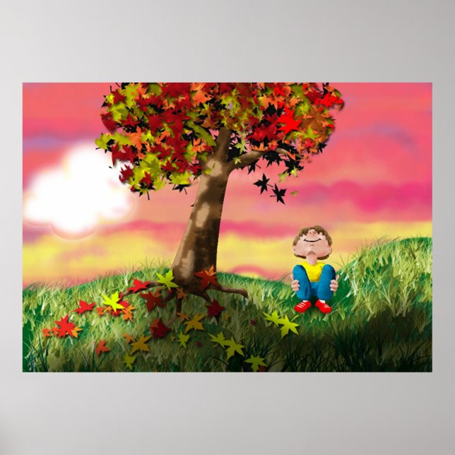 Poster Coucher de soleil d'automne (Devant)