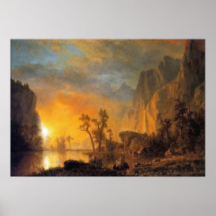 Poster Coucher de soleil de Bierstadt dans la peinture de
