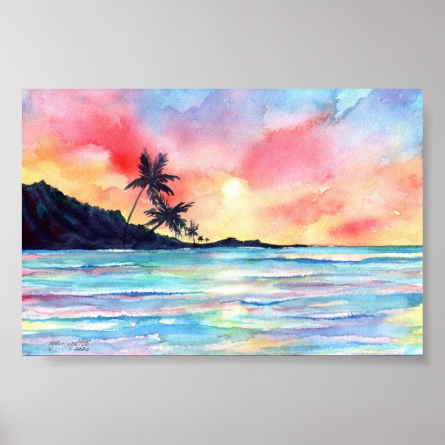 Poster Coucher de soleil de Kauai (Devant)