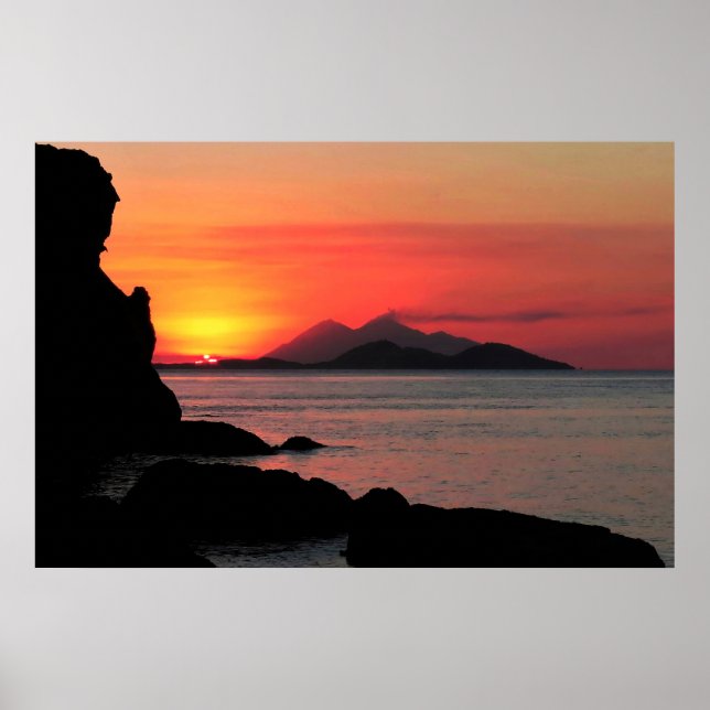 Poster Coucher de soleil de Komodo (Devant)