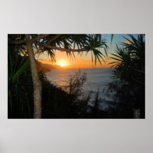 Coucher de soleil de la côte de Kauai Na Pali