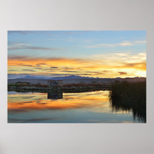 Poster Coucher de soleil de Laguna Nimez, El Calafate, Ar