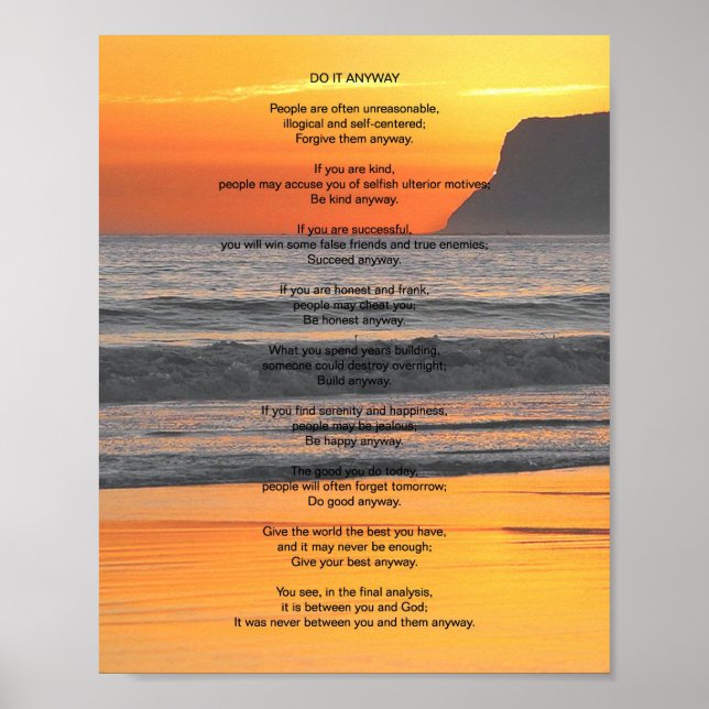 Poster Coucher de soleil de l'océan "Faites-le de toute f (Devant)