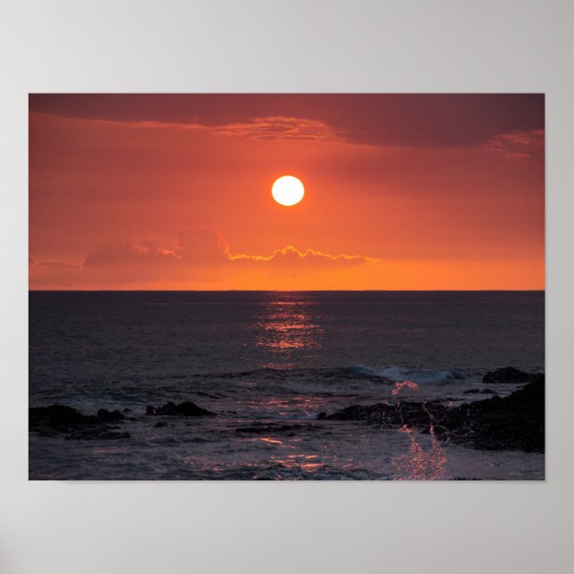 Poster Coucher de soleil de l'océan hawaïen - Couchers de (Devant)