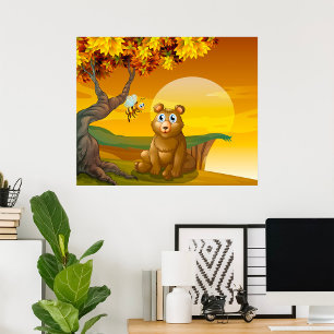 Poster Coucher de soleil de l'ours Brown