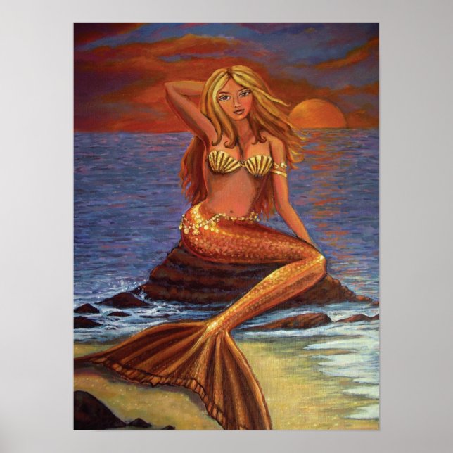 Poster Coucher de soleil de Mermaid (Devant)