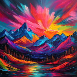 Poster Coucher de soleil de Neon Mountain