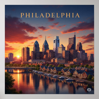 Poster Coucher de soleil de Philadelphie